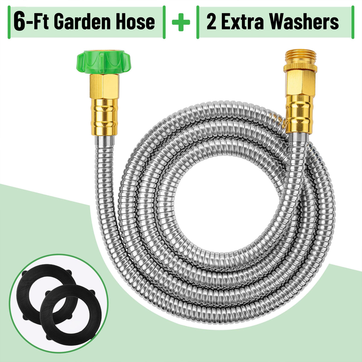 UNCO stainless steel hose with brass fittings for durable outdoor use.