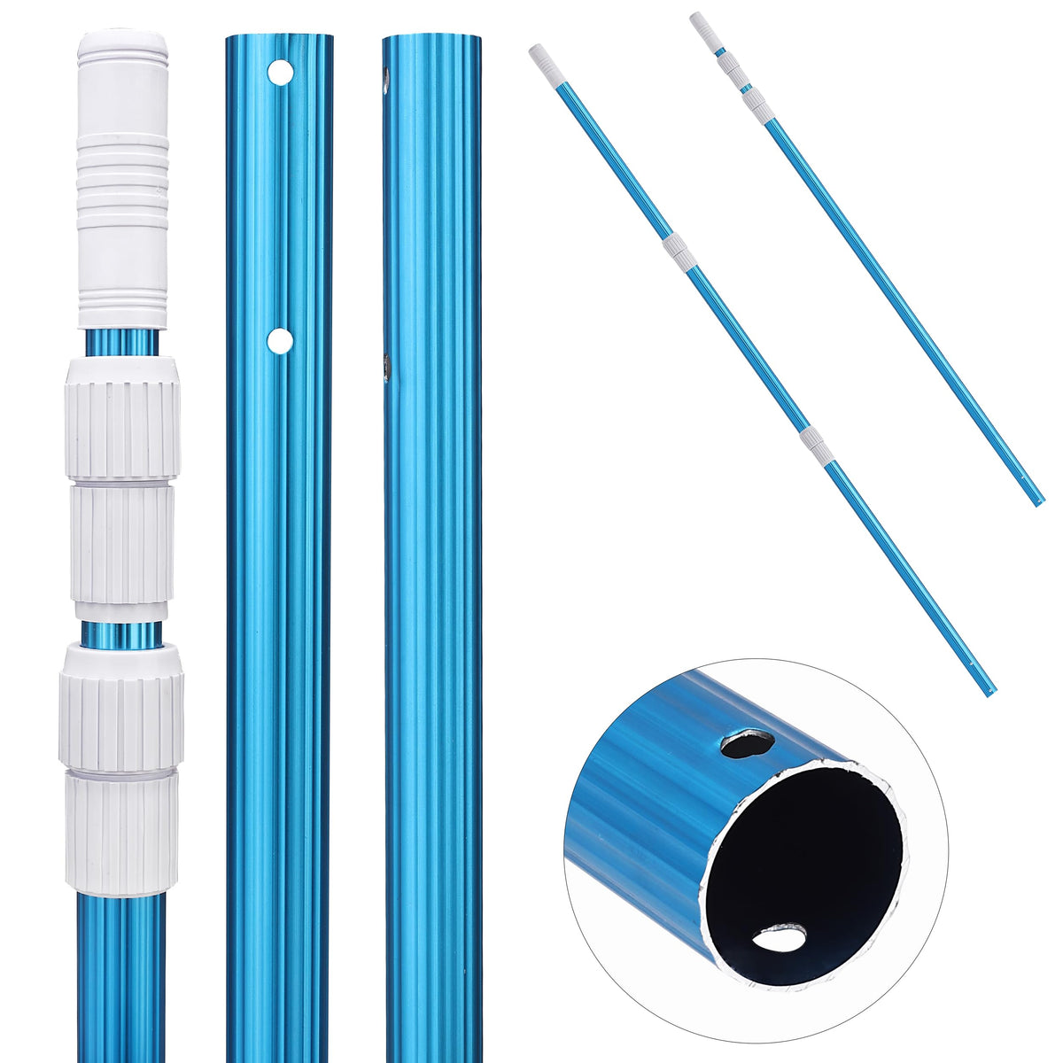 UNCO telescopic pool pole extended reach for hard-to-reach corners.