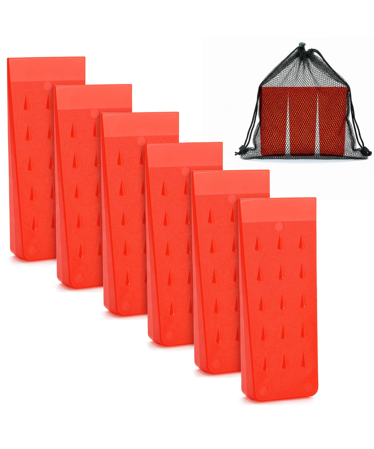 UNCO tree felling wedges in bright orange with secure grip for safe outdoor cutting.