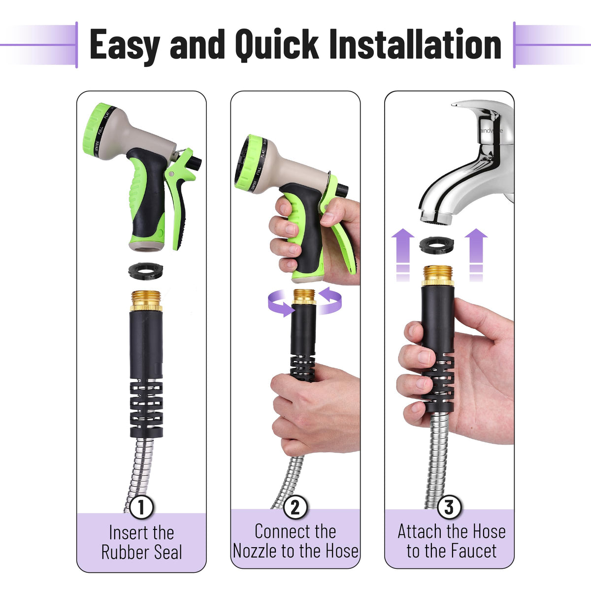UNCO hose accessories pack showing three extra washers for maintenance