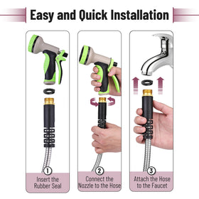 UNCO weather-resilient hose withstands sun and rain.