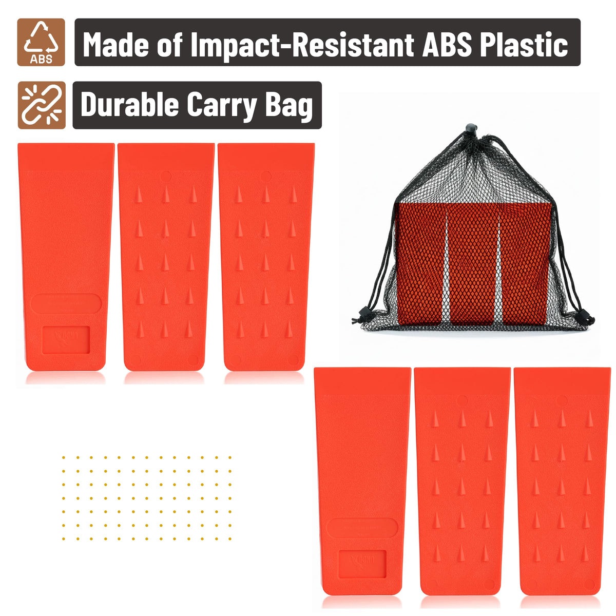 Durable plastic UNCO wedges withstand impact for rugged field use.