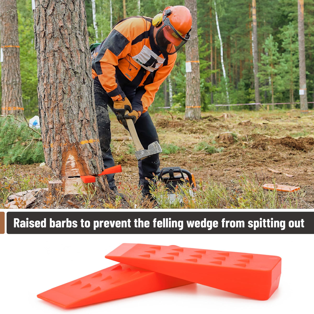 Eight-inch length helps guide falls and reduce saw pinching.