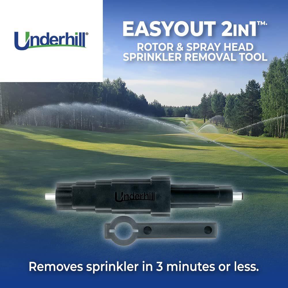 Underhill EasyOut 2in1 tool removes spray heads quickly, saving time and turf