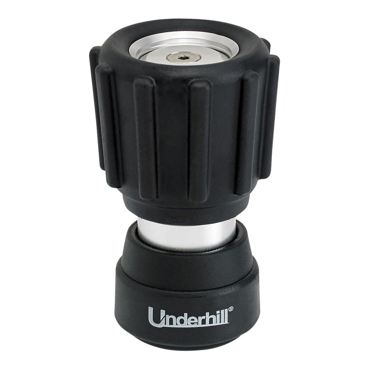 Underhill Magnum Mini nozzle close-up shows durable aluminum body for reliable spraying