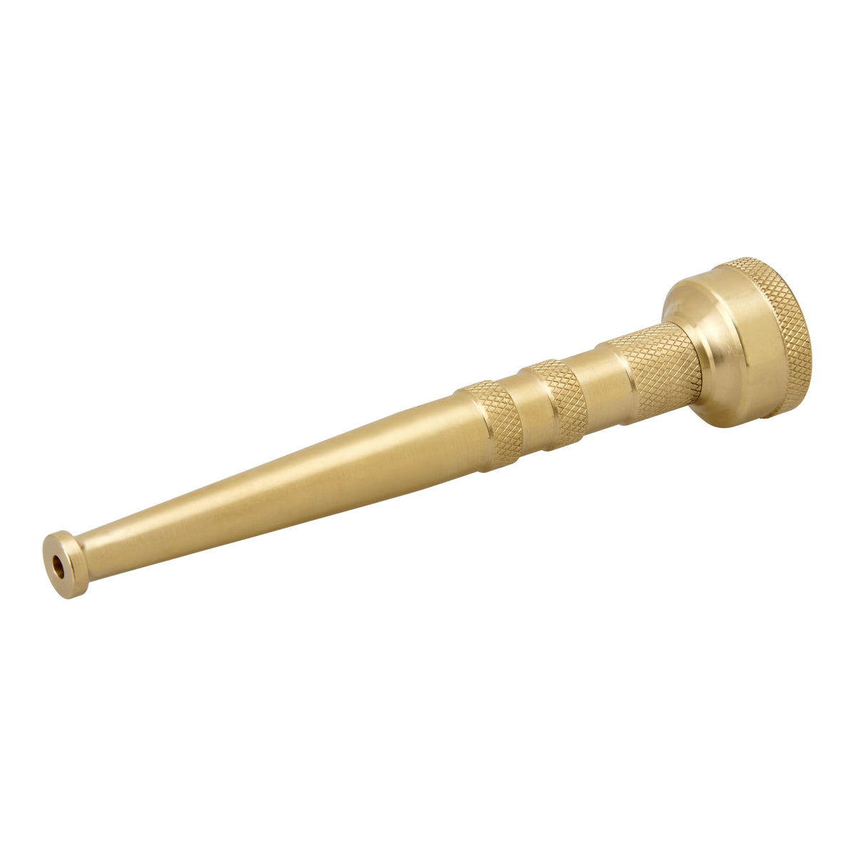 Underhill PowerBlast brass nozzle shows rugged construction for durable garden use and power washing.