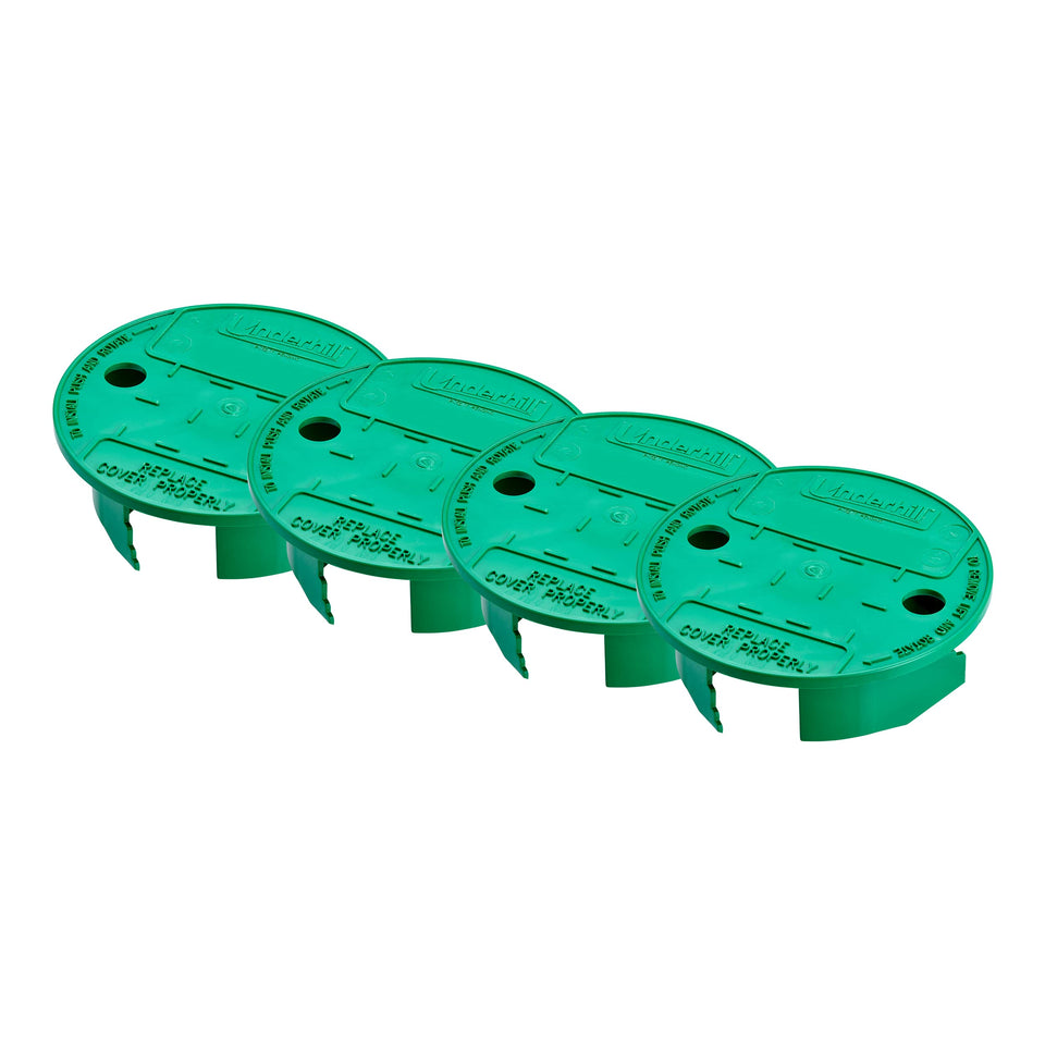Underhill VersaLid Green top view shows universal fit for round valve boxes