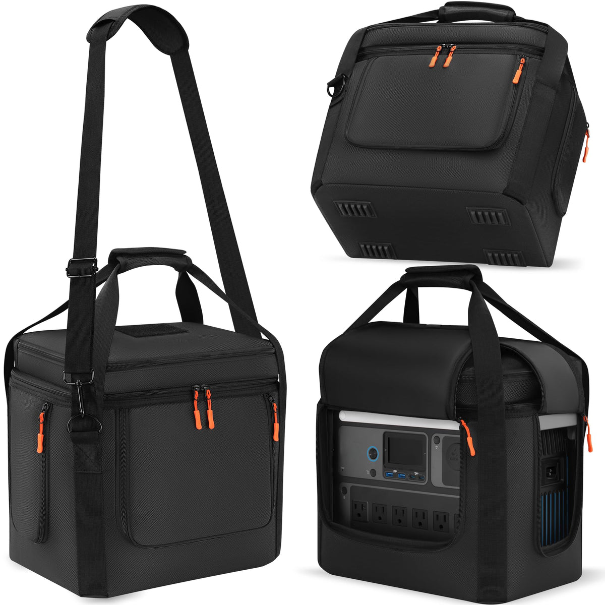 Undomip carrying bag front view showing SOLIX compatibility and secure fit.