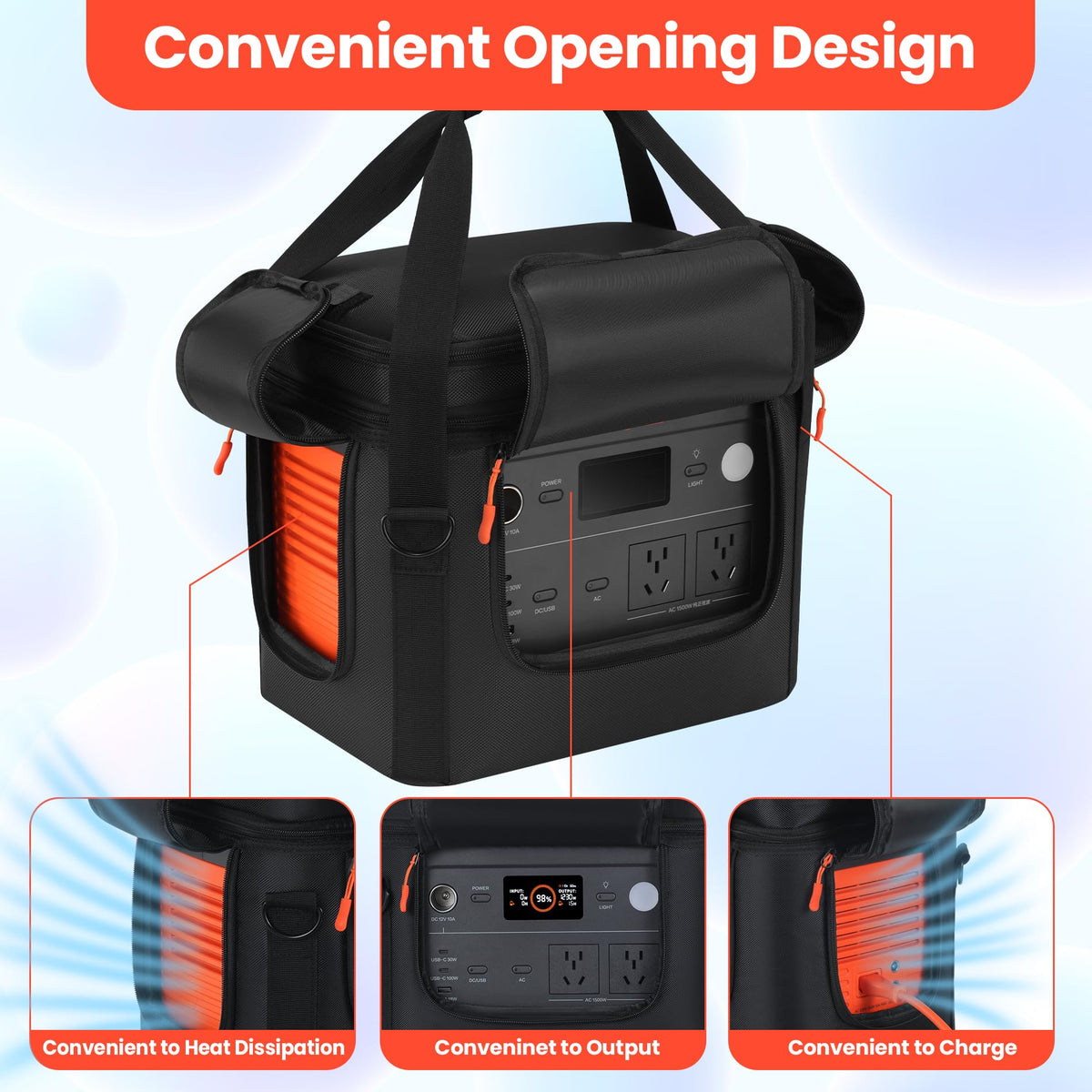 Undomip Jackery 1000 V2 bag interior padding dampens bumps during transit