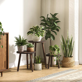 Uneedem plant stand indoor for 11-inch pots, stable wood frame