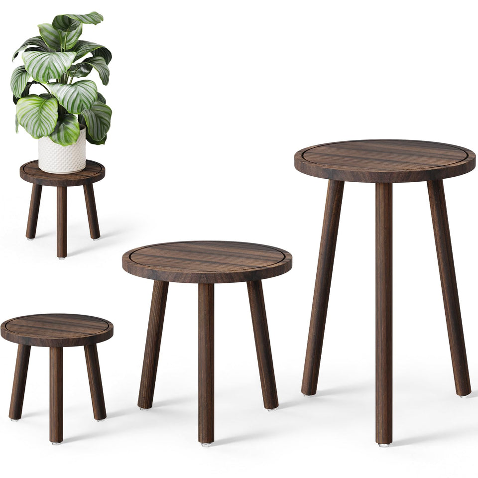 Uneedem plant stand indoor for 8.7-inch pots, sturdy mid-century wood display