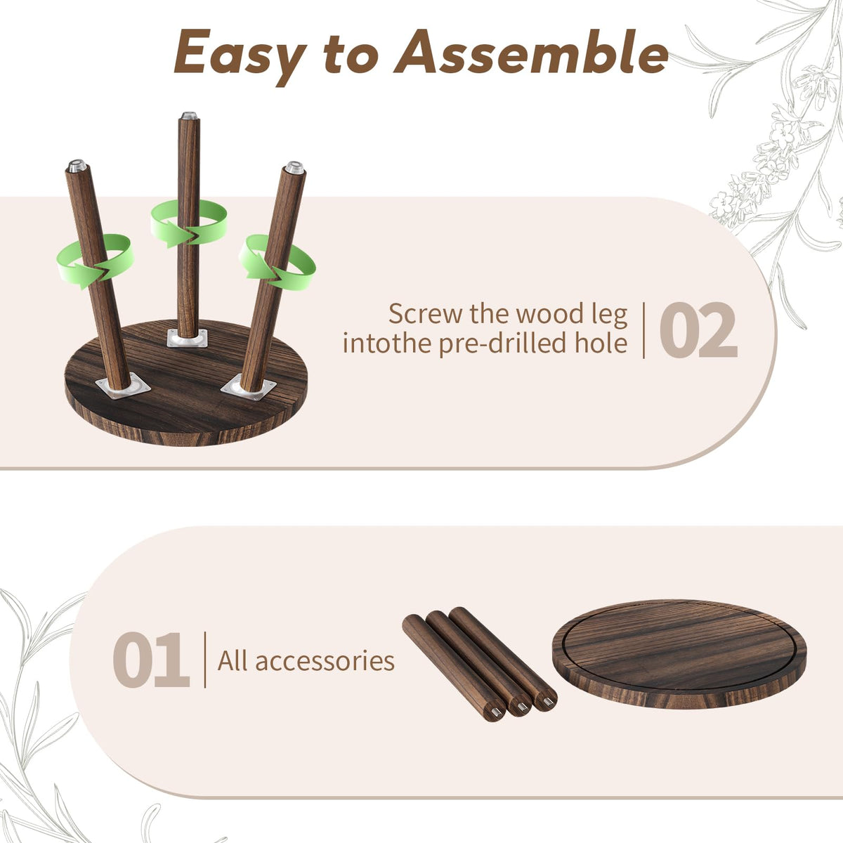 Uneedem 3-pack wood stands assemble in minutes without tools