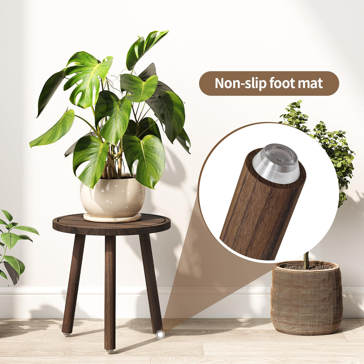 Uneedem plant stand water groove helps trap moisture for easier cleanup