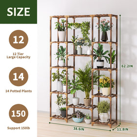 Uneedem tall plant stand bottom shelf supports heavy pots for stability.