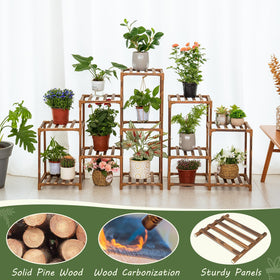 Uneedem wood plant shelf rack, indoor-outdoor versatility for adding flora anywhere.