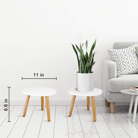 Uneedem wood plant stand with triangular base for stable indoor use