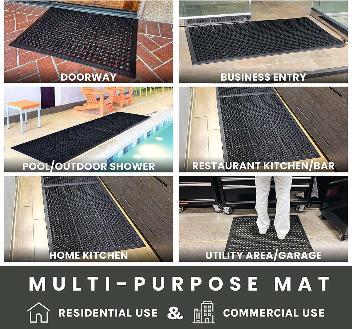 Uniboho garage floor mat offers sturdy grip on cement floors in workshops.