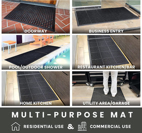 Uniboho garage floor mat offers sturdy grip on cement floors in workshops.