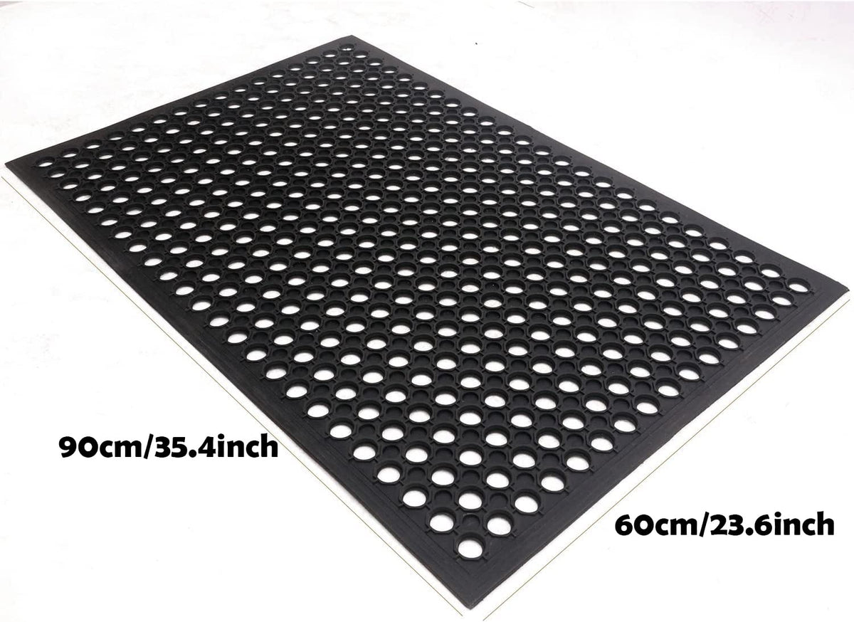 Uniboho rubber drainage mat reduces liquid pooling for high-traffic entrances.