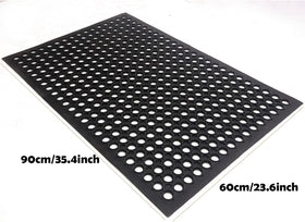 Uniboho rubber drainage mat reduces liquid pooling for high-traffic entrances.