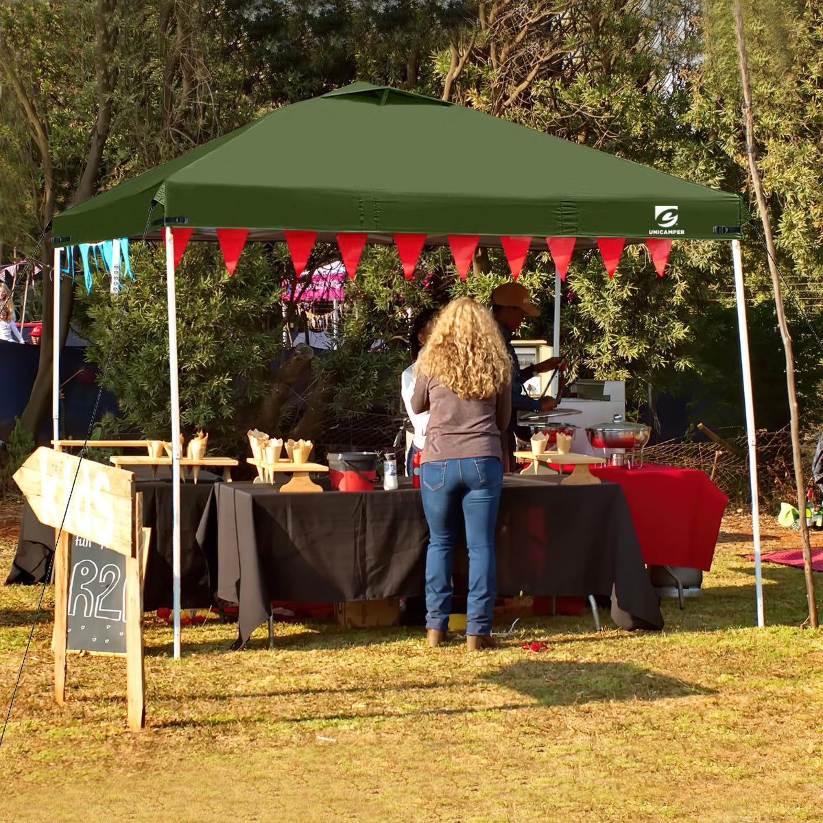 UNICAMPER olive green canopy top ideal for outdoor gatherings