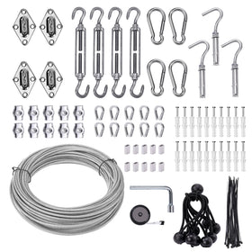 Unicaravan shade sail hardware kit with 65.5 ft wire rope for strong outdoor sails