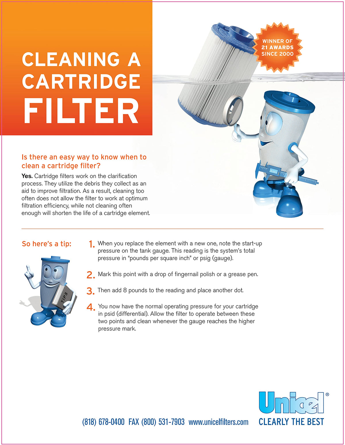 Unicel C-8409 in-pool-use image showing clearer water progress.