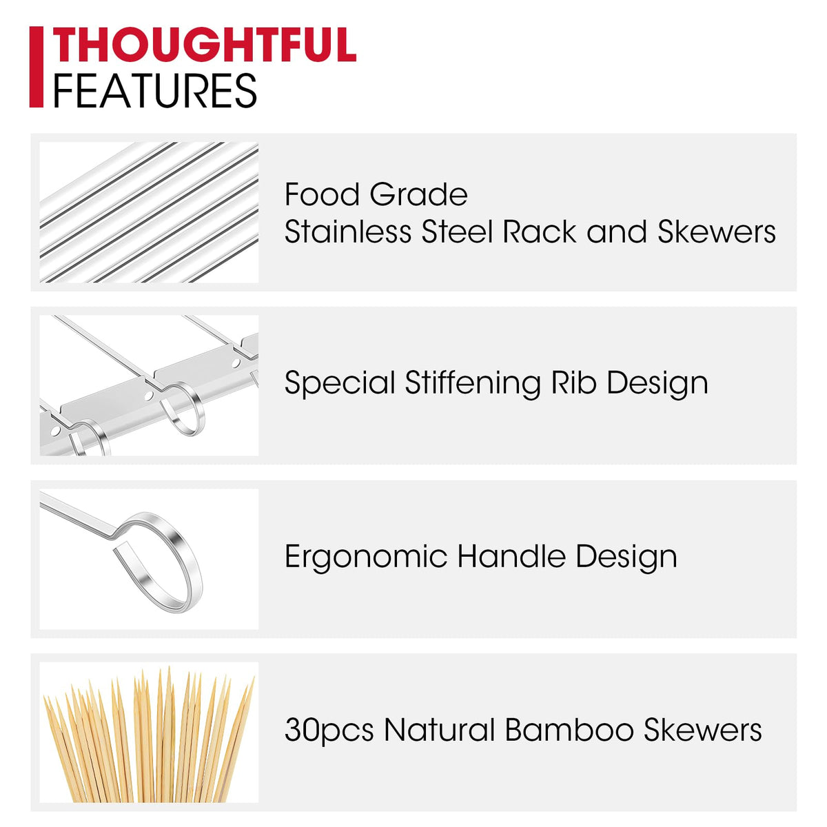 Unicook 13-inch stainless steel skewers for durable reuse