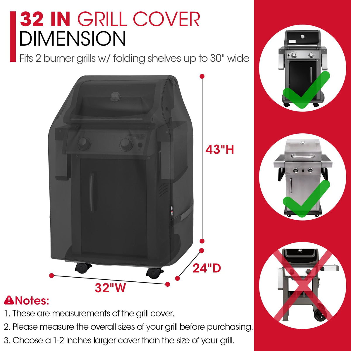 Unicook grill cover side handles close-up, easy on/off and secure fit