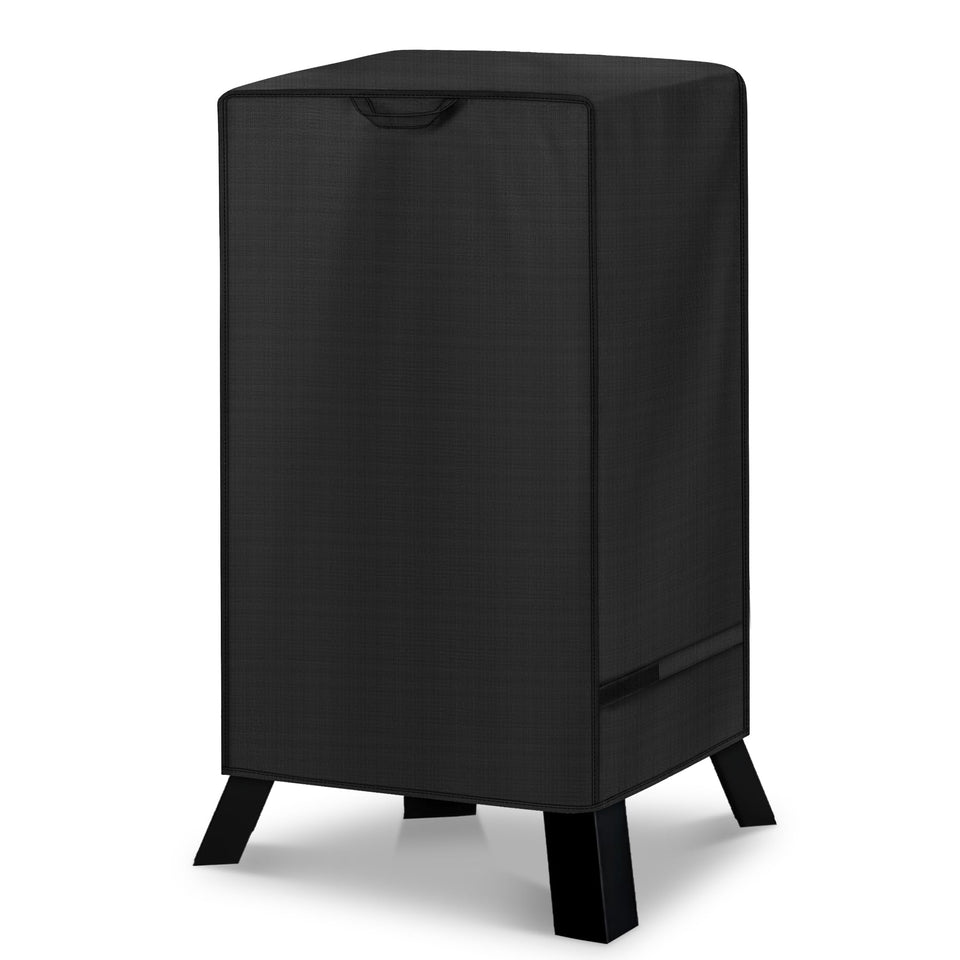 Unicook 30-inch smoker cover front view protects Masterbuilt electric smoker outdoors