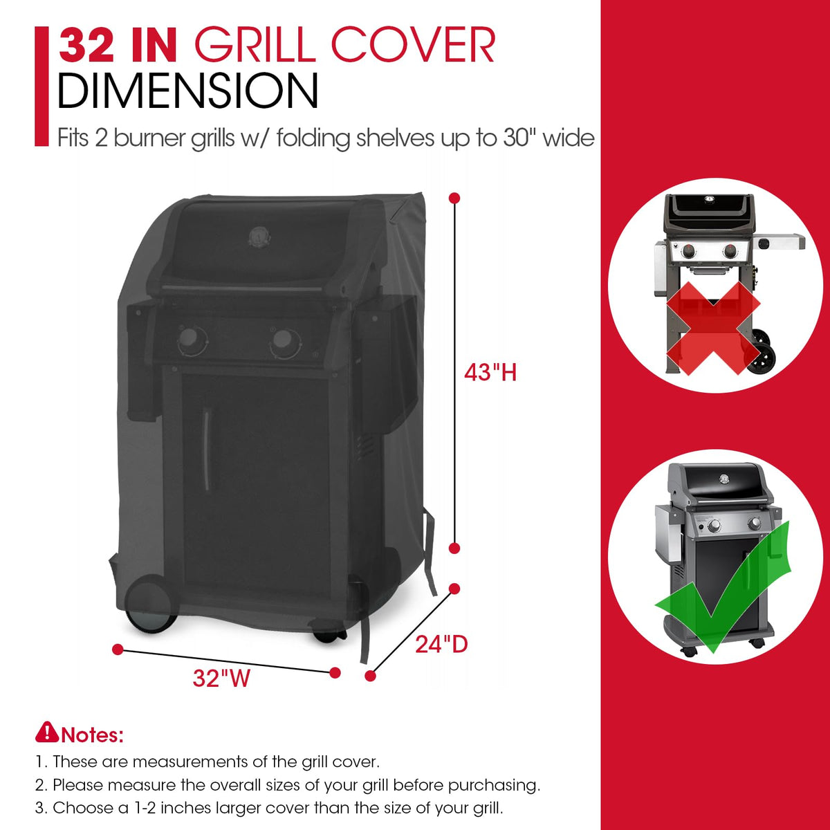 Unicook 32 inch grill cover back view shows waterproof protection