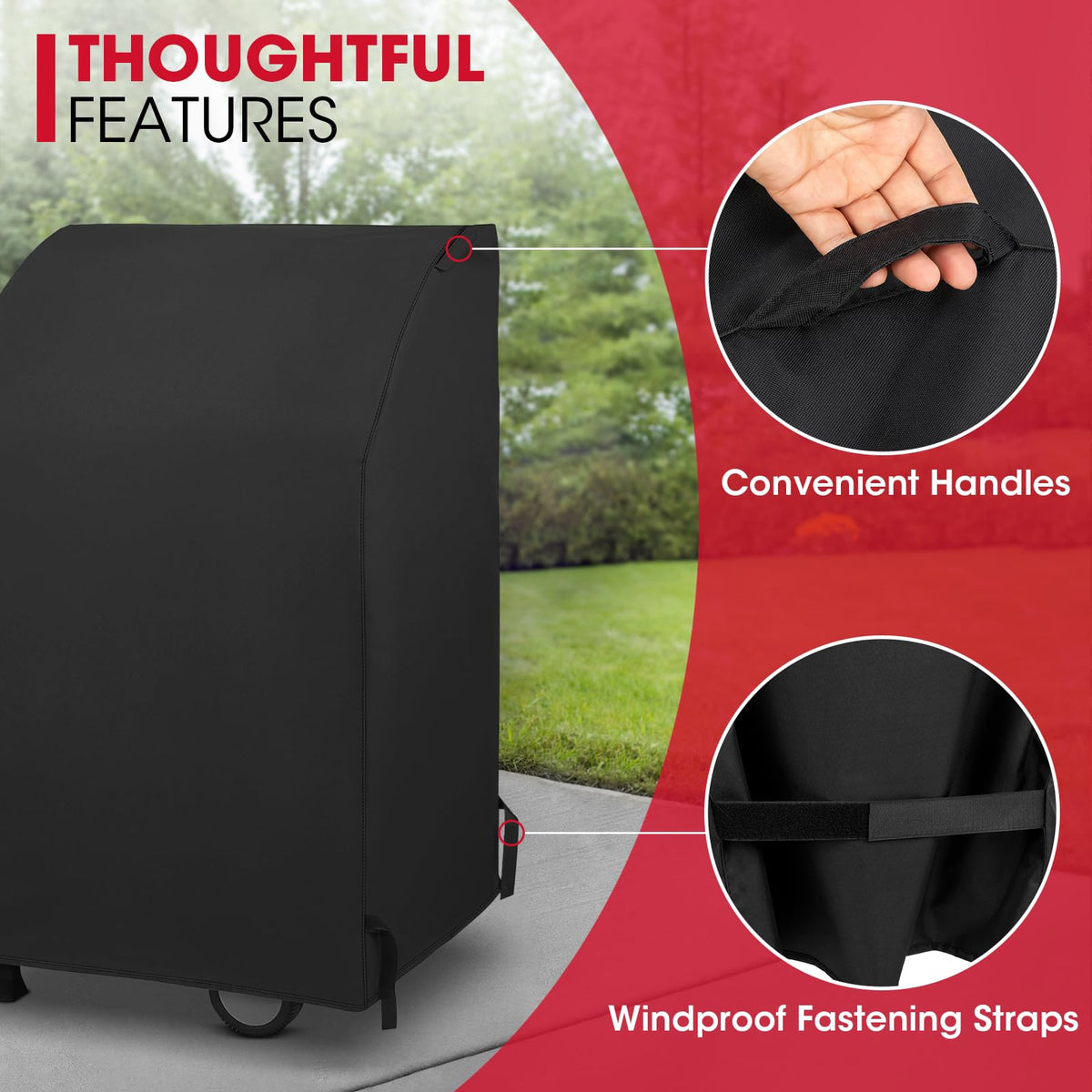 Unicook 32 inch grill cover right side handles for easy removal