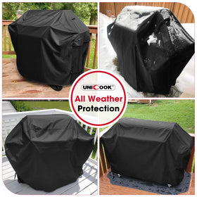 Unicook 50-inch grill cover fade-resistant fabric resists sun damage.