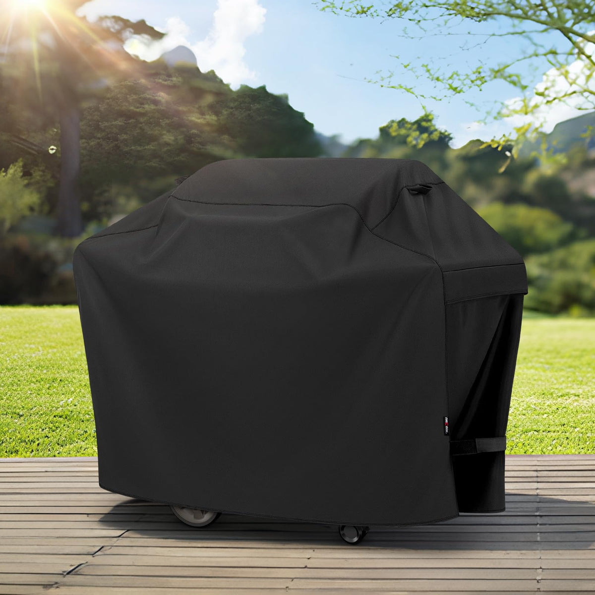 Unicook 50-inch grill cover stored flat shows compact storage option.