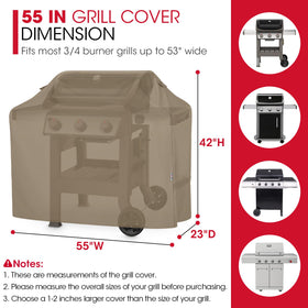 Unicook 55 Inch Grill Cover side view showing snug fit