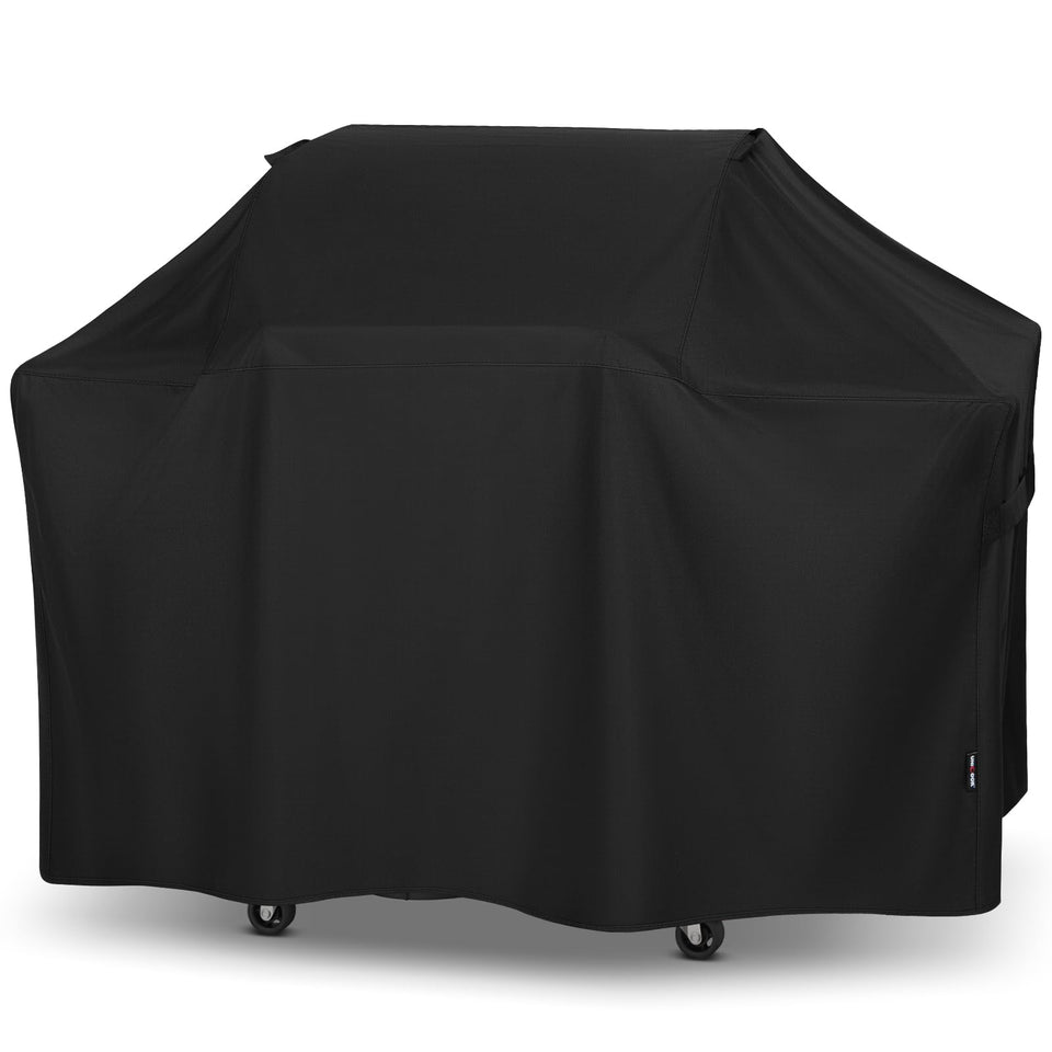 Unicook 63-inch grill cover fits Weber Genesis 300 series for rain protection.