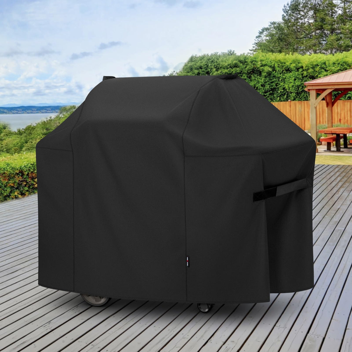 Unicook 58 inch cover protecting backyard grill setup