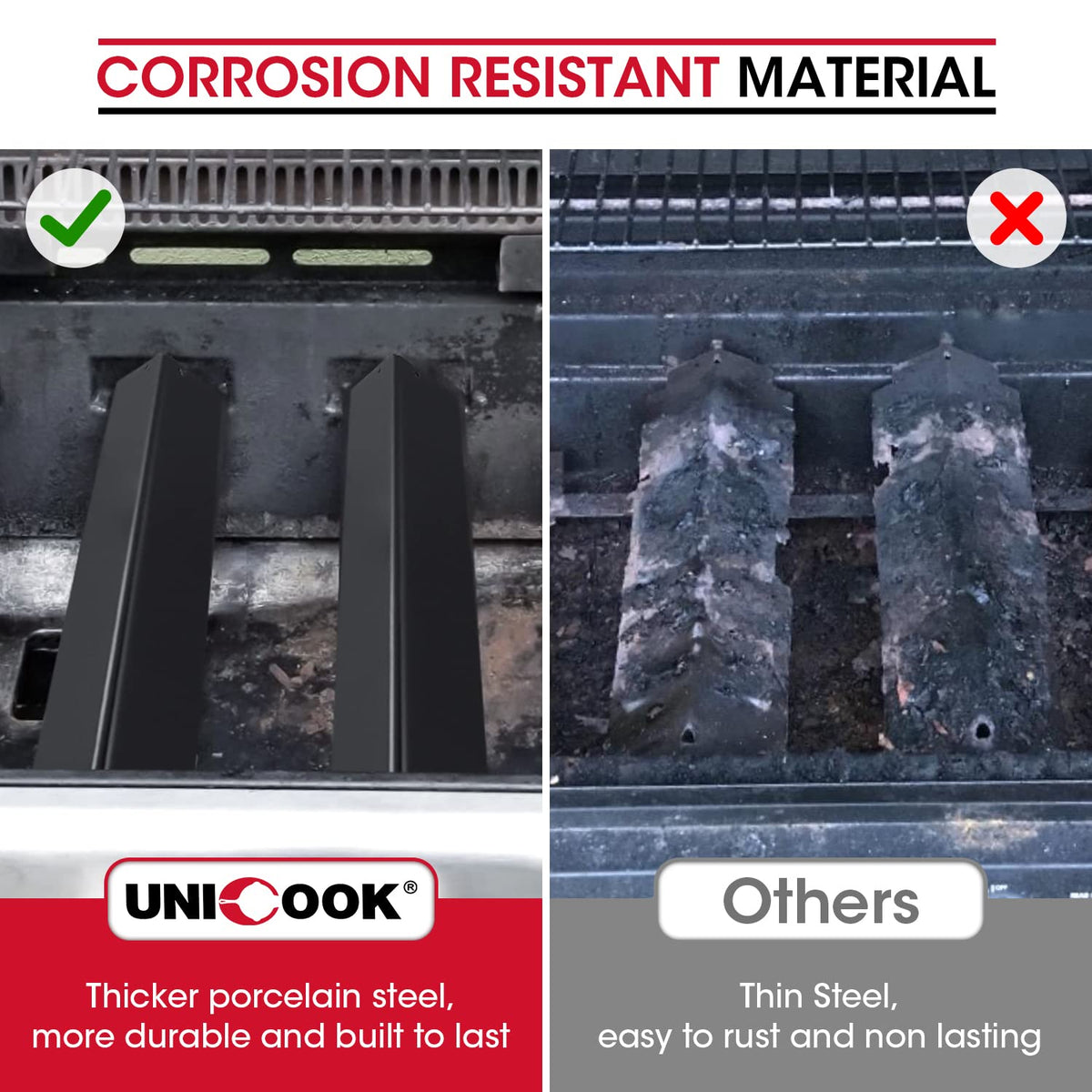 Easy tool-free installation of Unicook flavorizer bars on compatible grills