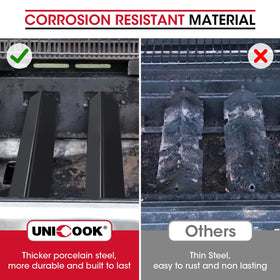 Easy tool-free installation of Unicook flavorizer bars on compatible grills