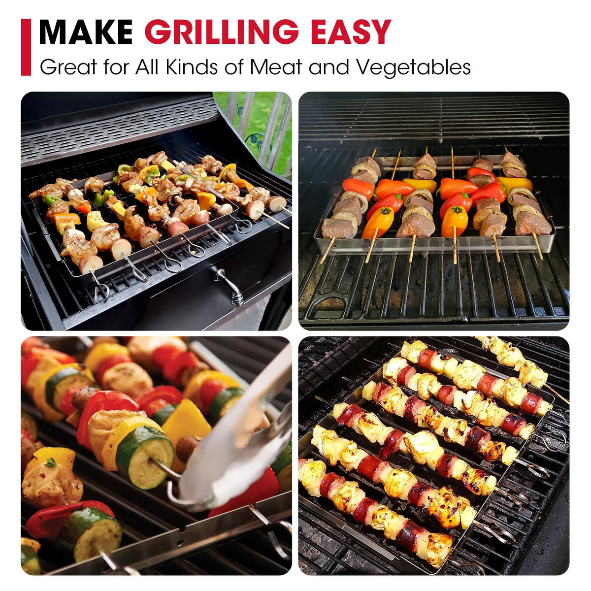 Unicook foldable shish kabob holder keeps kebabs stable for flipping