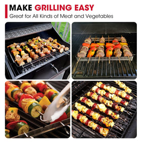Unicook foldable shish kabob holder keeps kebabs stable for flipping