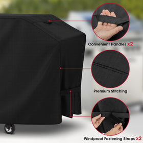Unicook griddle cover inner fabric liner seen in side view for scratch-free fit