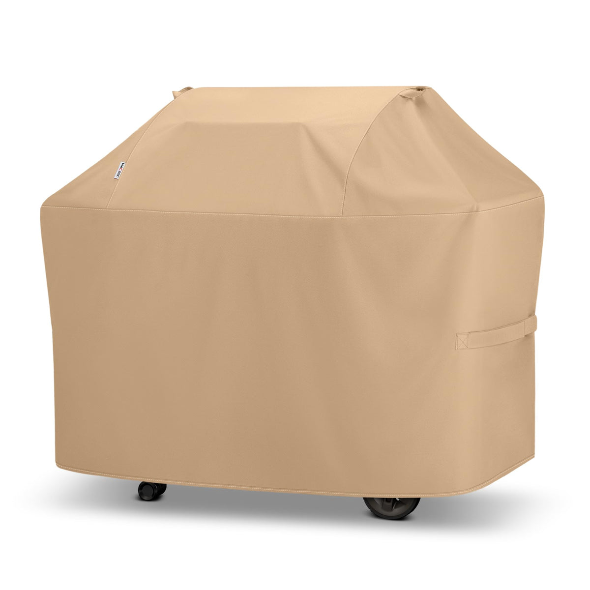 Unicook 55-inch grill cover on a 3-4 burner grill protecting from sun and dust
