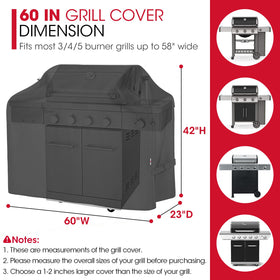 Unicook 60-inch grill cover rear view shields against weather and fading
