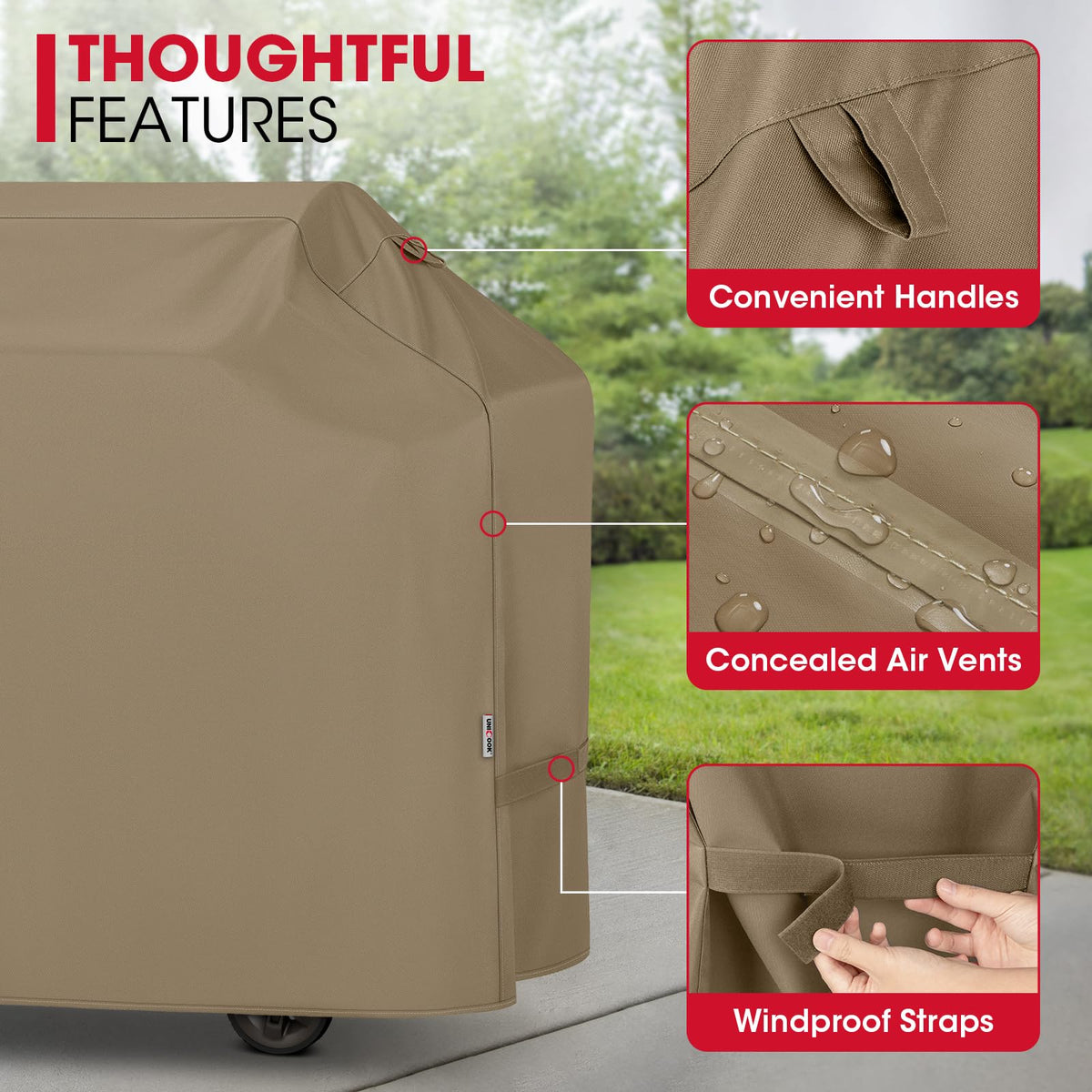 Fits grills up to 63 inches, including Weber and Nexgrill