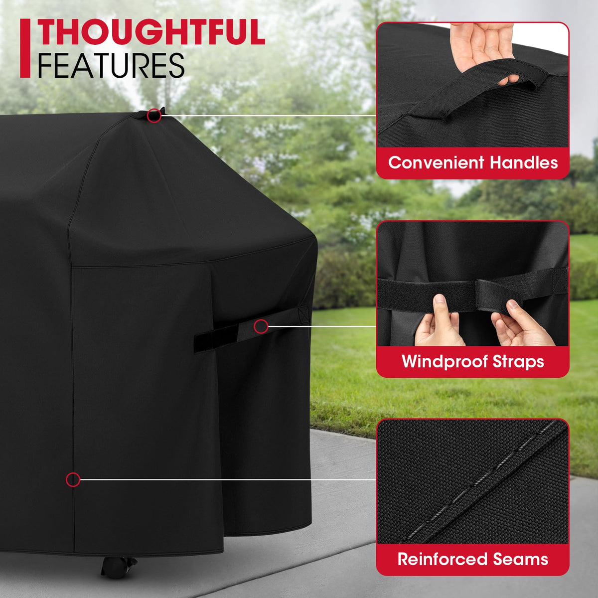 Unicook 64W x 26.8D x 47H dimensions ensure precise coverage.