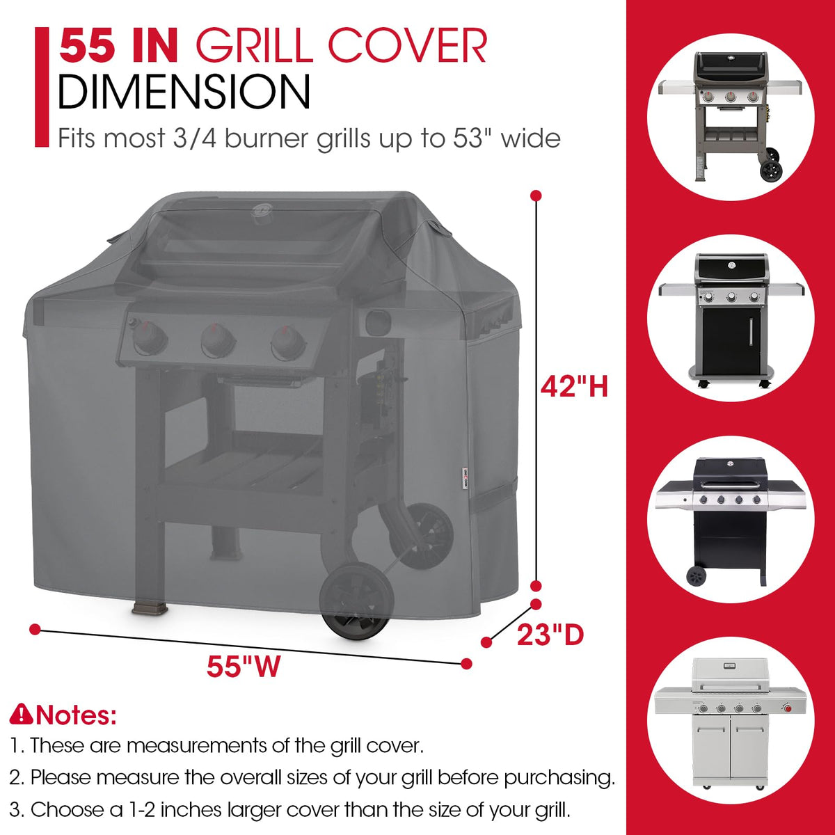 Unicook fade-resistant fabric protects grills against sun fade and weather exposure.
