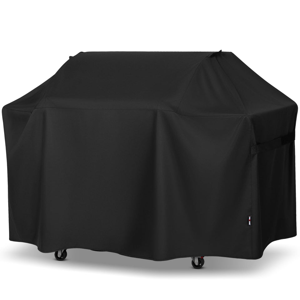 Unicook grill cover on Genesis 400-series grill, precise fit up to 69 inches.