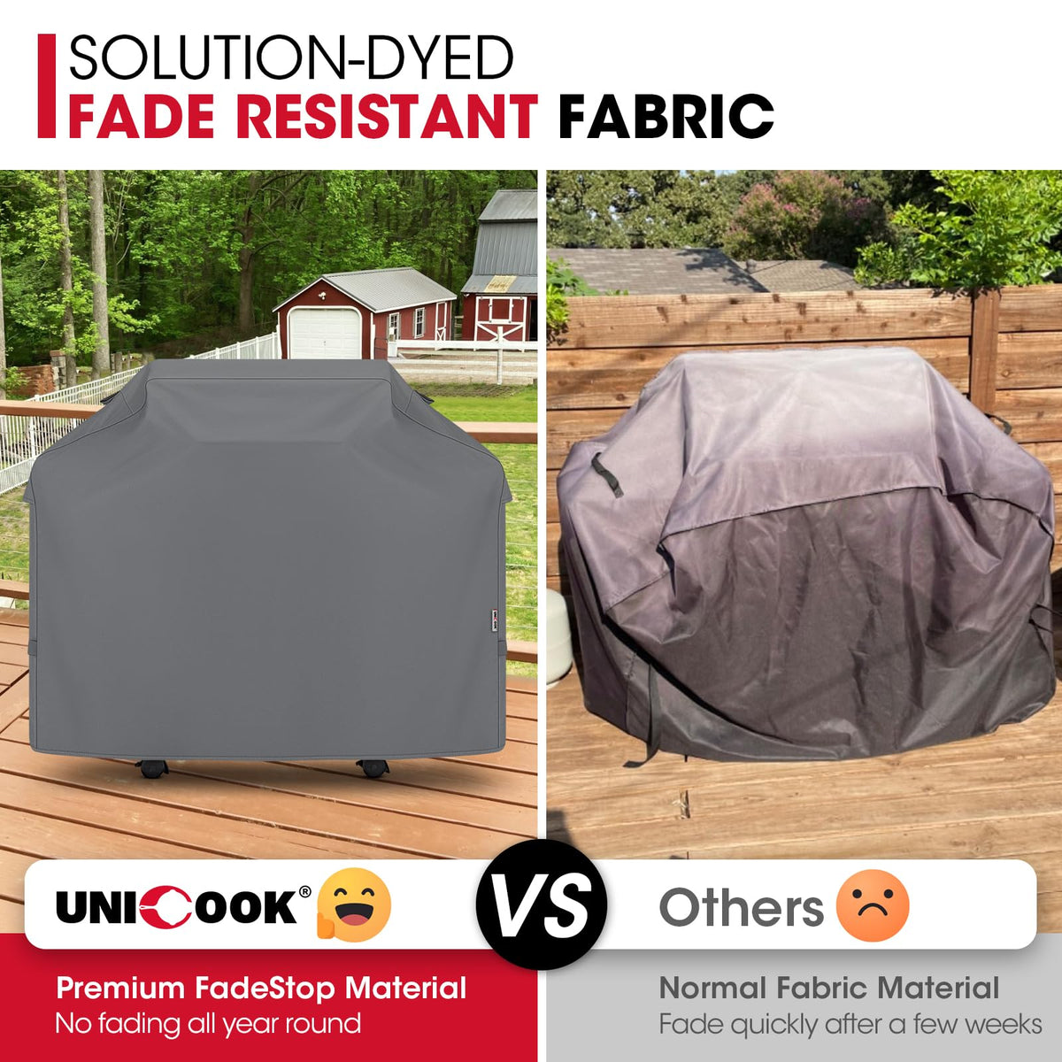 Unicook cover featuring handles simplifies installation and removal for easy grill maintenance.