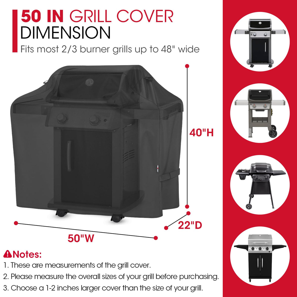 Unicook grill cover side handles for easy removal and installation